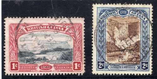 BRITISH GUIANA 1898 JUBILEE 1c + 2c FINE USED. SG 216-217. CAT 6,50 POUNDS.