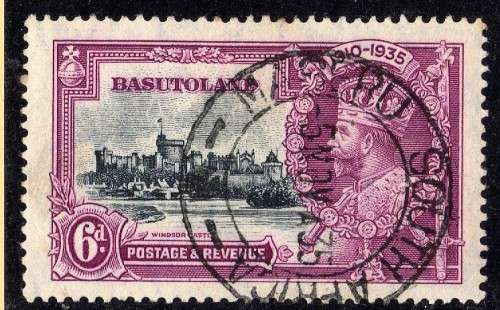 BASUTOLAND 1935 SILVER JUBILEE 6d VERY FINE USED. SG 14. CAT 8 POUNDS.