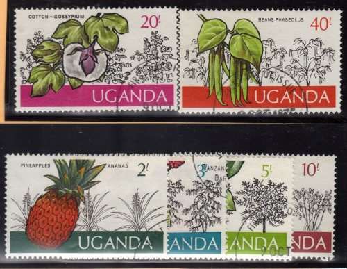 UGANDA 1988 "UGANDAN CROPS" 6 HIGH VALUES VFU. SG 157-162. CAT 9,75 POUNDS.