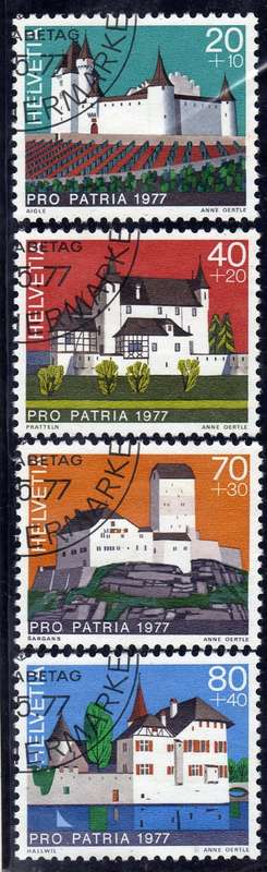 SWITZERLAND 1977 PRO PATRIA SET OF 4 VFU. SG 932-935. CAT 5,20 POUNDS.