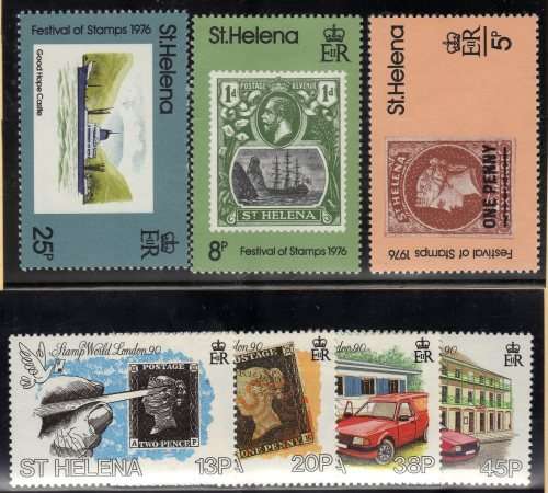 ST HELENA 2 SETS UMM. (1) 1976 SG 316-18 (2) 1990 SG 562-65. CAT 4,80 POUNDS.