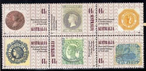 AUSTRALIA 1990 "150TH ANNIV OF PENNY BLACK" SET OF 6 U.M.M. SG 1247-52. CAT 4 POUNDS.