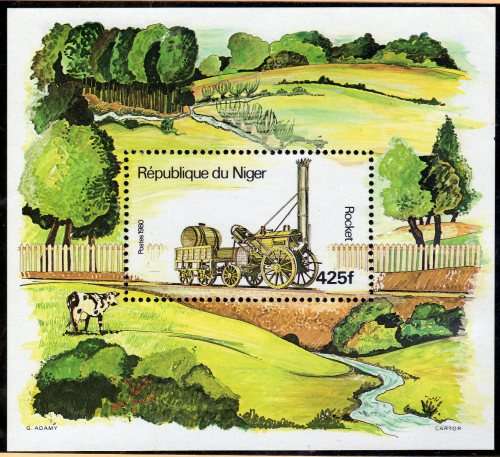 NIGER 1980 "STEAM LOCOMOTIVES" 425F MINI SHEET. SG MS 814. CAT 5,75 POUNDS.