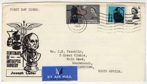 GREAT BRITAIN 1965 "JOSEPH LISTER CENT" SET OF 2 (ORD) ON FDC VFU. SG 667-668. CAT 12 GBP.