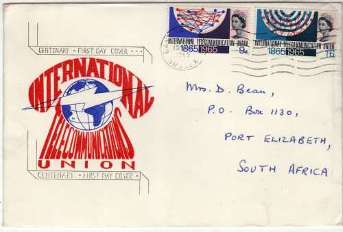 GREAT BRITAIN 1965 "ITU CENT" SET OF 2 (ORD) ON FDC. SG 683-684. CAT 17 POUNDS.