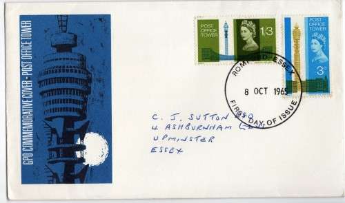 GREAT BRITAIN 1965 "POST OFFICE TOWER" SET OF 2 (ORD) ON FDC. SG 679-80. CAT 6,50 POUNDS.