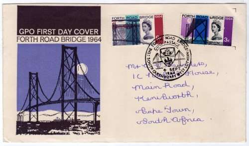 GREAT BRITAIN 1964 "OPENING OF FORTH ROAD BRIDGE" SET OF 2 ON FDC SPECIAL PMK. SG 659-60. CAT 32 GBP