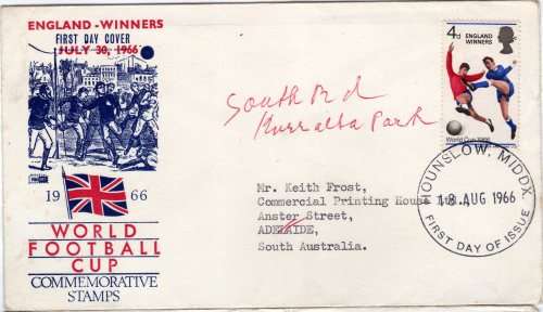 GREAT BRITAIN 1966 "WORLD CUP SOCCER" ENGLAND WINNERS 4d ON FDC. SG 700. CAT 13 GBP.