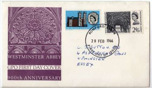 GREAT BRITAIN 1966 "900TH ANNIV OF WESTMINSTER ABBEY" SET OF 2 ORD ON FDC. SG 687-688. CAT 6 GBP.