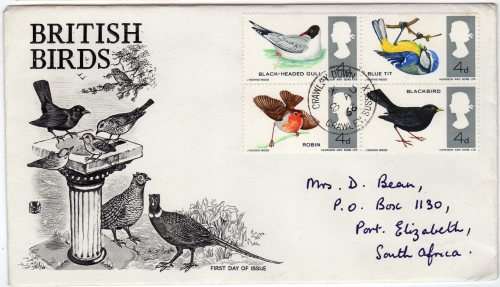 GREAT BRITAIN 1966 "BIRDS" BLOCK/SET OF 4 (ORD) ON CLEAN FDC. SG 698-699. CAT 8 GBP.