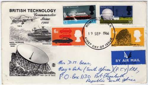 GREAT BRITAIN 1966 "BRITISH TECHNOLOGY" SET OF 4 (ORD) ON FDC. SG 701-704. CAT 5 GBP.