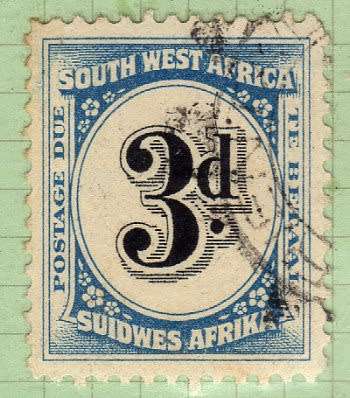 SOUTH WEST AFRICA 1931 POSTAGE DUE 3d VFU. SACC 49. CAT R170.