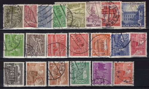 GERMANY BERLIN 1949 "BERLIN VIEWS" SET OF 21 VFU. SG B35-B53. CAT 70 POUNDS.