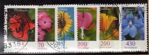 GERMANY 2005 "FLOWERS" DEFIN PART SET OF 6 VFU.  SG 3312, 3315, 3320, 3320a. CAT 27,50 POUNDS.