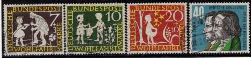 GERMANY WEST 1959 "HUMANITARIAN RELIEF FUND" SET OF 4 VFU. SG 1236-39. CAT 8,30 POUNDS.
