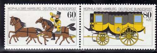 GERMANY WEST 1985 "MOPHILA 1985 STAMP EXHIBITION" PAIR UMM. SG 2104-5. CAT 6,50 POUNDS.
