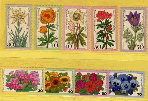 GERMANY WEST 2 SETS UMM 1975 "ALPINE FLOWERS" & 1976 "GARDEN FLOWERS".