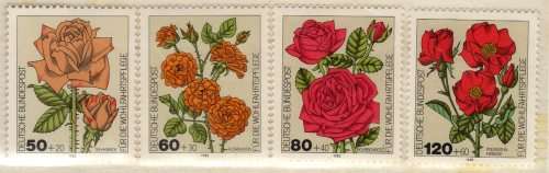 GERMANY WEST 1982 "HUMANITARIAN RELIEF FUND - ROSES" SET OF 4 UMM. SG 2004-7. CAT 6 POUNDS.