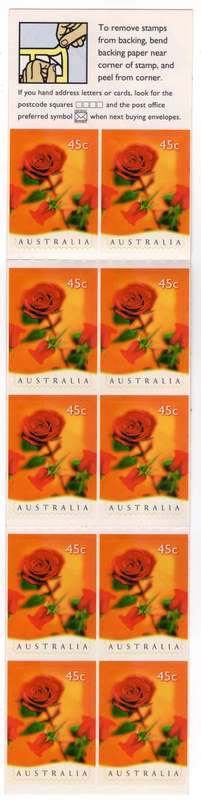AUSTRALIA 29/1/1997 ROSES BOOKLET UMM. SG SB 113. CAT 6,50 POUNDS.
