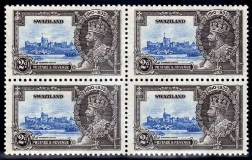 SWAZILAND 1935 SILVER JUBILEE 2d BLOCK OF 4 UMM (3) & MM (1). SG 22. CAT 11 POUNDS FOR MM.