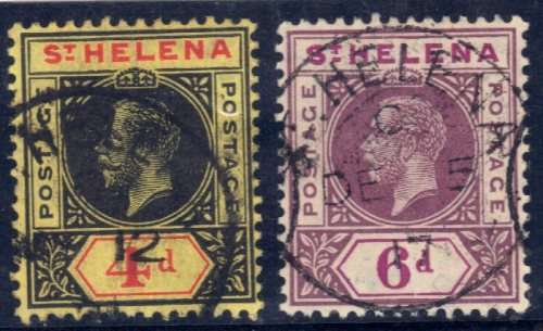 ST HELENA 1913 DEFIN SET OF 2 FINE - VERY FINE USED. SG 85-86. CAT 30,75 POUNDS.