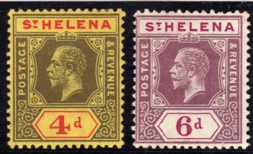 ST HELENA 1912 DEFIN SET OF 2 VERY FINE MOUNTED MINT. SG 83-84. CAT 19,25 POUNDS.