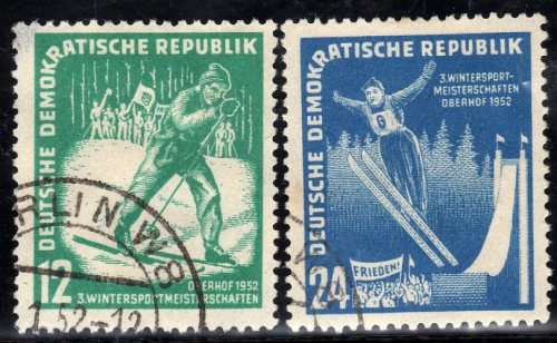 GERMANY EAST 1952 "3RD WINTER SPORTS MEETING " SET OF 2 VERY FINE USED. SG E55-56. CAT 11 POUNDS.