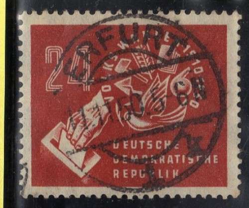 GERMANY EAST 1950 "EAST GERMAN ELECTION" 24PF BROWN VERY FINE USED. SG E32. CAT 6 POUNDS.