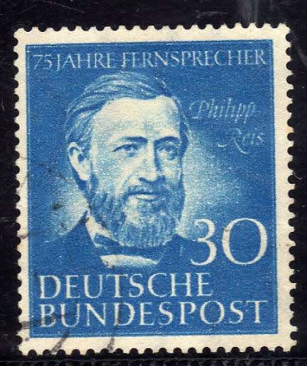 GERMANY WEST 1952 ANNIV OF GERMAN TELEPHONE SERV 30PF BLUE VFU. SG 1087. CAT 21 POUNDS.