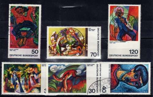 GERMANY WEST 1974 "GERMAN PAINTINGS" SET OF 6 VFU. SG 1688-93. CAT 5,45 POUNDS.