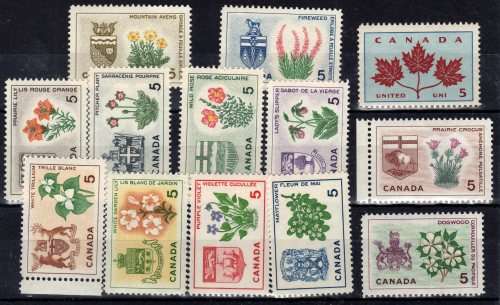 CANADA 1964 PROVINCIAL BADGES SET OF 13 UMM. SG 543-555. CAT 4,30 POUNDS.