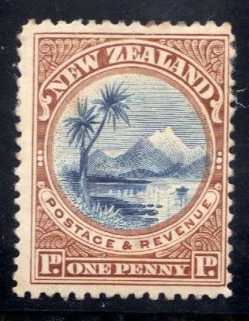 NEW ZEALAND 1898 DEFIN 1d BLUE AND YELLOW BROWN MOUNTED MINT. SG 247. CAT 6 POUNDS.