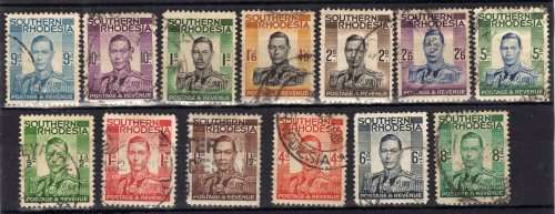 SOUTHERN RHODESIA 1937 DEFIN SET OF 13 VFU. SACC 42-54. CAT R425. (SACC 2018)