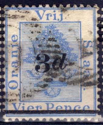 ORANGE FREE STATE 1882 COMPLETE SET OF 5 DIFFERENT SURCHARGES ON 4d USED. SACC 21-25. SG 38-42.