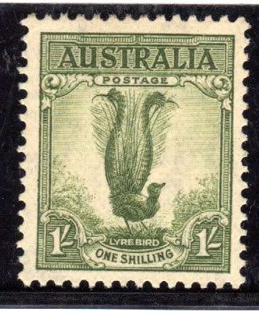 AUSTRALIA 1937-49 DEFIN 1/- GREY-GREEN PERF 13,5 x 14 LMM. SG 174. CAT 48 POUNDS.
