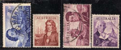 AUSTRALIA 1963 NAVIGATORS PART SET OF 4 VERY FINE USED. SG 355-6, 358-59. CAT 23 POUNDS.