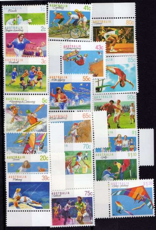 AUSTRALIA 1989 SPORTS SET OF 19 U.M.M. SG 1169-1194. CAT 21,70 POUNDS.