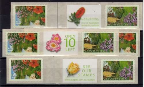 AUSTRALIA 2000 "GARDENS" SET OF 5 + 3 ADVERT PAIRS UMM. SG 1965-1969.