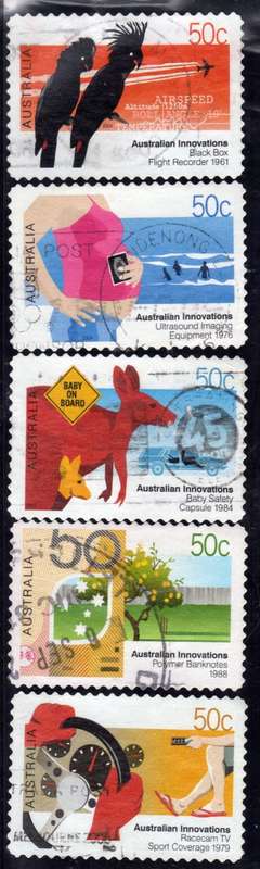 AUSTRALIA 2004 "AUSTRALIAN INNOVATIONS" SET OF 5 VERY FINE USED. SG 2381-85. CAT 5,50 POUNDS.