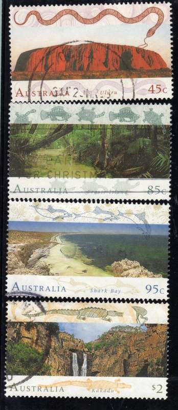 AUSTRALIA 1993 "WORLD HERITAGE SITES" SET OF 4 VFU. SG 1392-95. CAT 7,30 POUNDS.