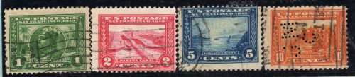 UNITED STATES OF AMERICA 1913 PANAMA-PACIFIC EXPOSITION SET OF 4 USED. SG 423-426. CAT 31,70 POUNDS.