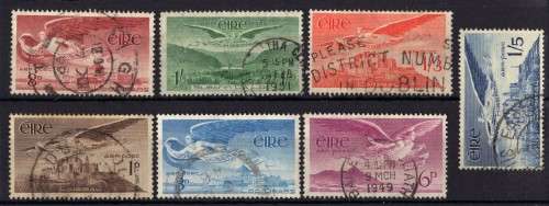 IRELAND 1948-65 "AIR" SET OF 7 VERY FINE USED. SG 140-143b. CAT 26 POUNDS. (2018)