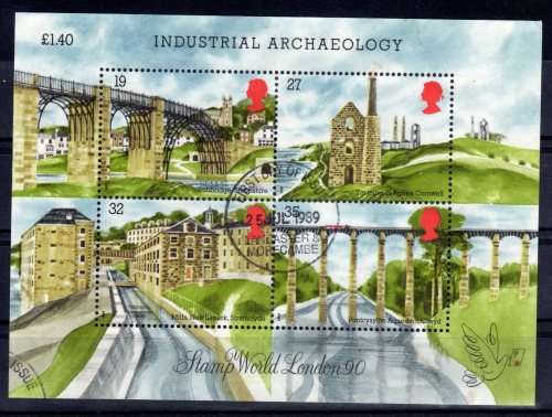 GREAT BRITAIN 1989 "INDUSTRIAL ARCHAEOLOGY" MINI SHEET VFU. SG MS 1444. CAT 6,50 POUNDS.
