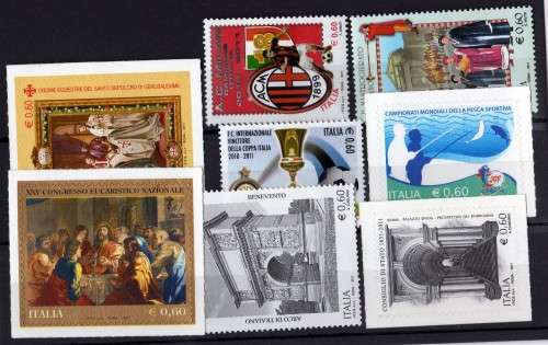 ITALY 2011. 8 ISSUES UMM. SG 3362-65, 3367-68, 3370 & 1 OTHER. CAT 24 GBP.