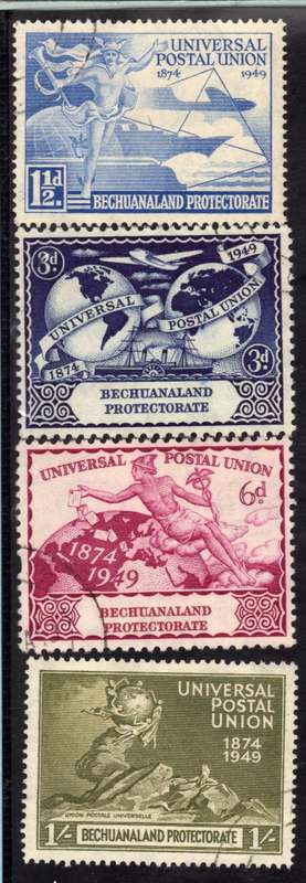 BECHUANALAND 1949 UPU SET OF 4 VERY FINE USED. SACC 133-136. CAT R175.(2015)