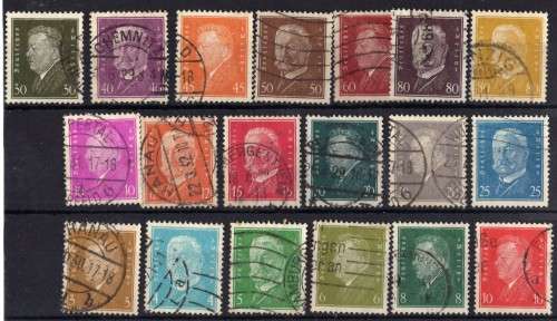 GERMANY 1928 DEFIN SET OF 19 FINE - VFU. SG 424-442. CAT 47 POUNDS.