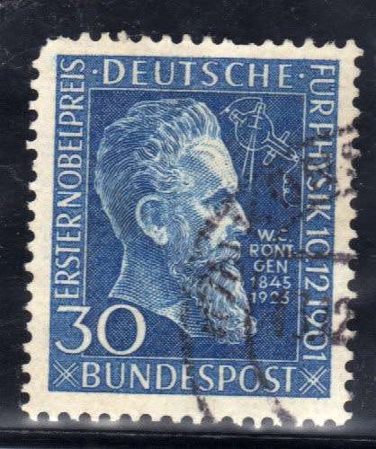 GERMANY 1951 "50TH ANNIV OF NOBEL PHYSICS PRICE TO RONTGEN" FINE USED. SG 1073. CAT 22 POUNDS.