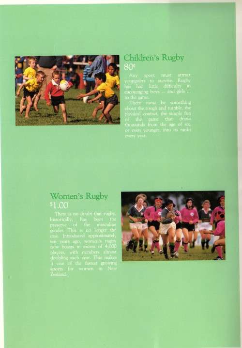 NEW ZEALAND 1991 RUGBY WORLD CUP PRESENTATION PACK WITH SET OF 4 & MINI SHEET.