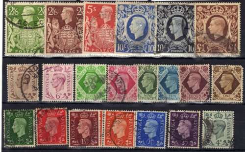GREAT BRITAIN 1937 DEFIN SET OF 15 & 1939 SET OF 6 ALL VERY FINE USED. CAT 65 POUNDS.
