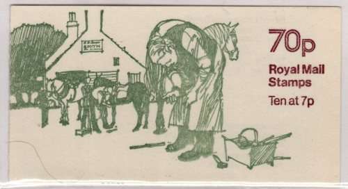 GREAT BRITAIN 1978 "COUNTRY CRAFTS - HORSE-SHOEING" 70p BOOKLET UMM. SG FD2. (SELVAGE RIGHT)